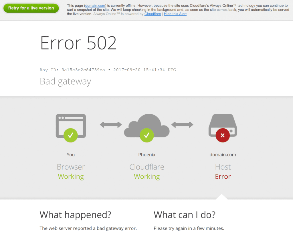 cloudflare 502 bad gateway host 1 چگونه خطای 502 Bad Gateway را رفع کنیم اردیبهشت ۱۴۰۵