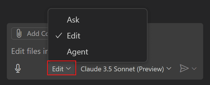 با GitHub Copilot در Visual Studio Code شروع به کار کنید 9 copilot chat edit mode با GitHub Copilot در Visual Studio Code شروع به کار کنید خرداد ۱۴۰۵