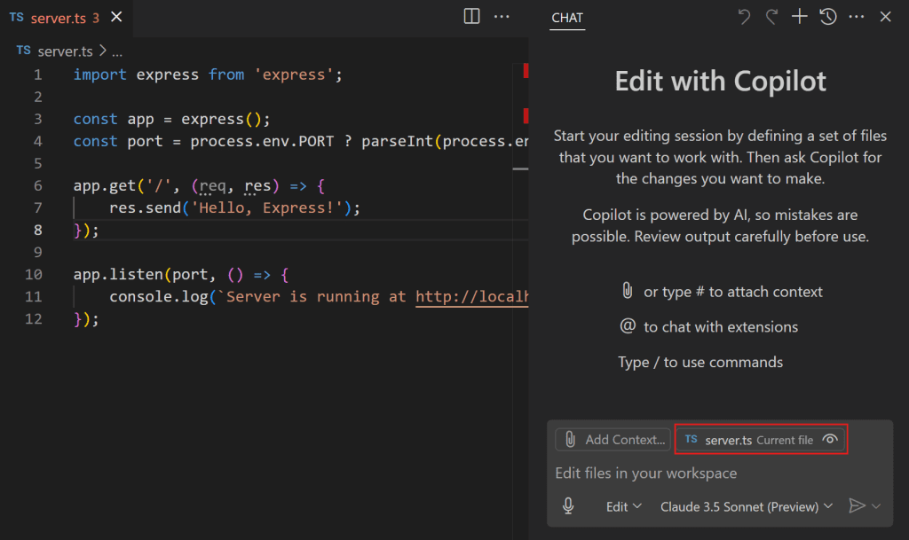 با GitHub Copilot در Visual Studio Code شروع به کار کنید 10 copilot edits working set با GitHub Copilot در Visual Studio Code شروع به کار کنید خرداد ۱۴۰۵