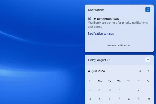 Windows 11 Notification Center with Do Not Disturb enabled screenshot پشتیبانی ویندوز 10 به‌زودی پایان می‌یابد؛ در این راهنما با نحوه ارتقا به ویندوز 11 آشنا شوید. خرداد ۱۴۰۵