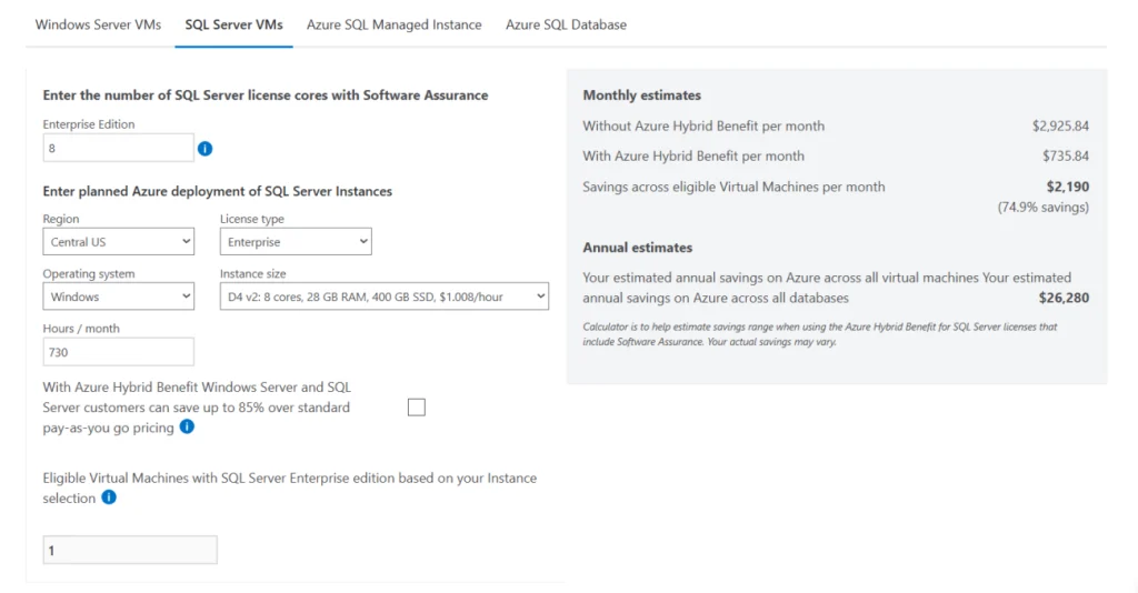 مزیت ترکیبی آژور (Azure Hybrid Benefit) چیست و چگونه کار میکند؟ 5 hybridsavingscalculator 1300x678 1 مزیت ترکیبی آژور (Azure Hybrid Benefit) چیست و چگونه کار میکند؟ خرداد ۱۴۰۵