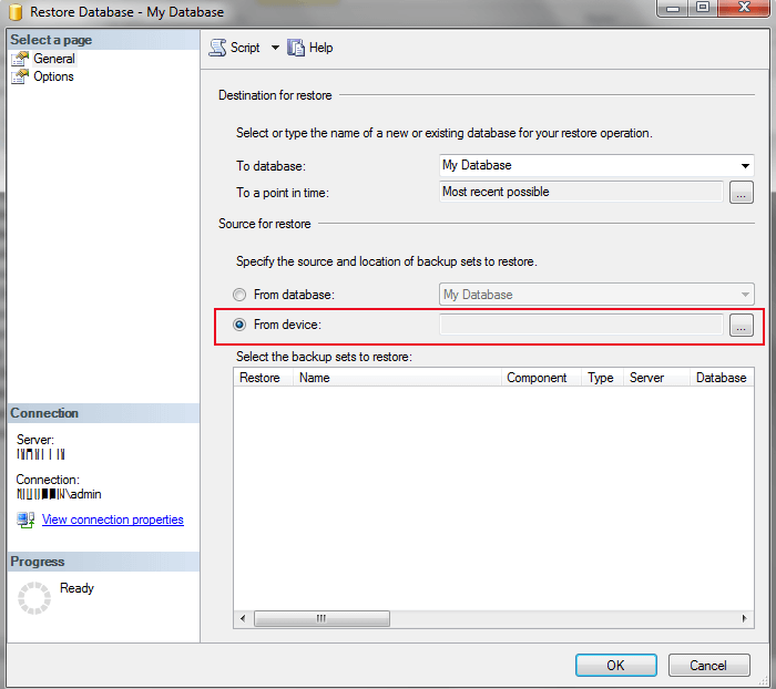 چگونه از پایگاه داده در SQL Server پشتیبانگیری و بازیابی کنیم؟ راهنمای گامبهگام 6 restore database2 چگونه از پایگاه داده در SQL Server پشتیبانگیری و بازیابی کنیم؟ راهنمای گامبهگام خرداد ۱۴۰۵